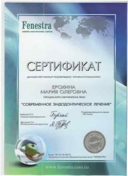 Сертификат Ерохина Мария 